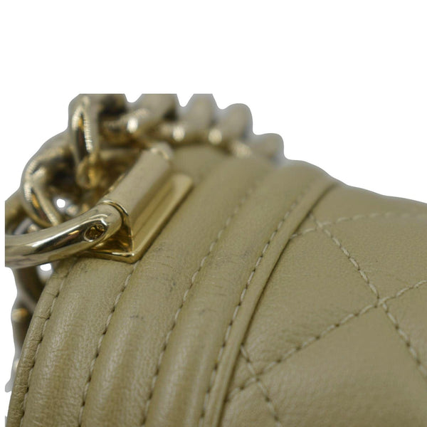 CHANEL Boy Medium Flap Quilted Leather Shoulder Bag Beige