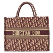 CHRISTIAN DIOR Book Medium Oblique Embroidery Tote Bag Burgundy