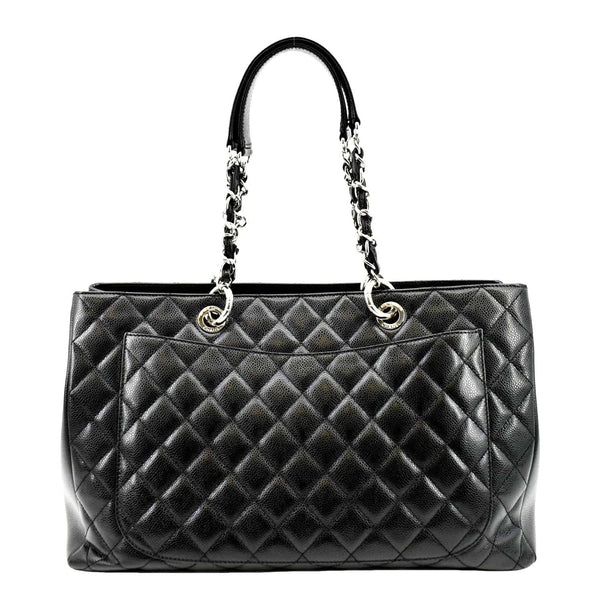 CHANEL XL Grand Quilted Caviar Leather Shopping Tote Bag Black