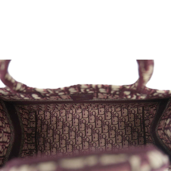 CHRISTIAN DIOR Book Medium Oblique Embroidery Tote Bag Burgundy