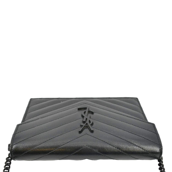 YVES SAINT LAURENT Envelope Chain Leather Crossbody Bag Black