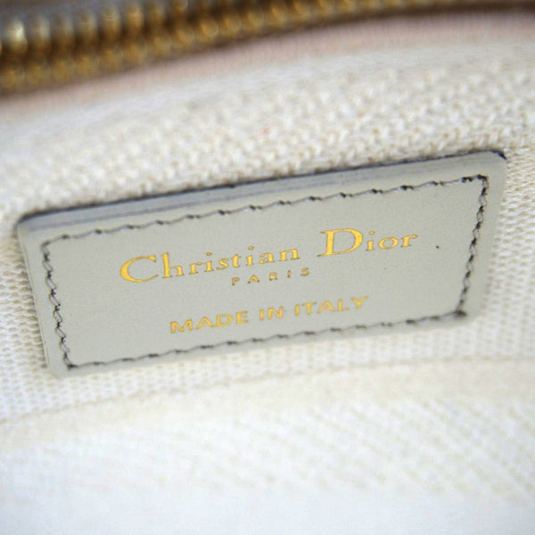 CHRISTIAN DIOR Lady dior D-Lite Embroidered Canvas Shoulder Bag White