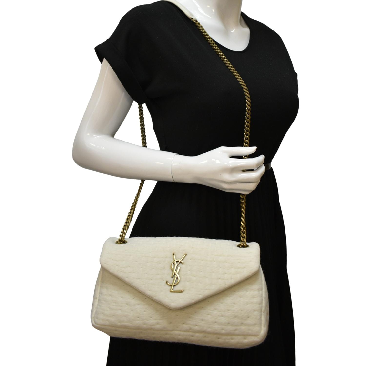 Calypso Leather Shoulder Bag in White - Saint Laurent