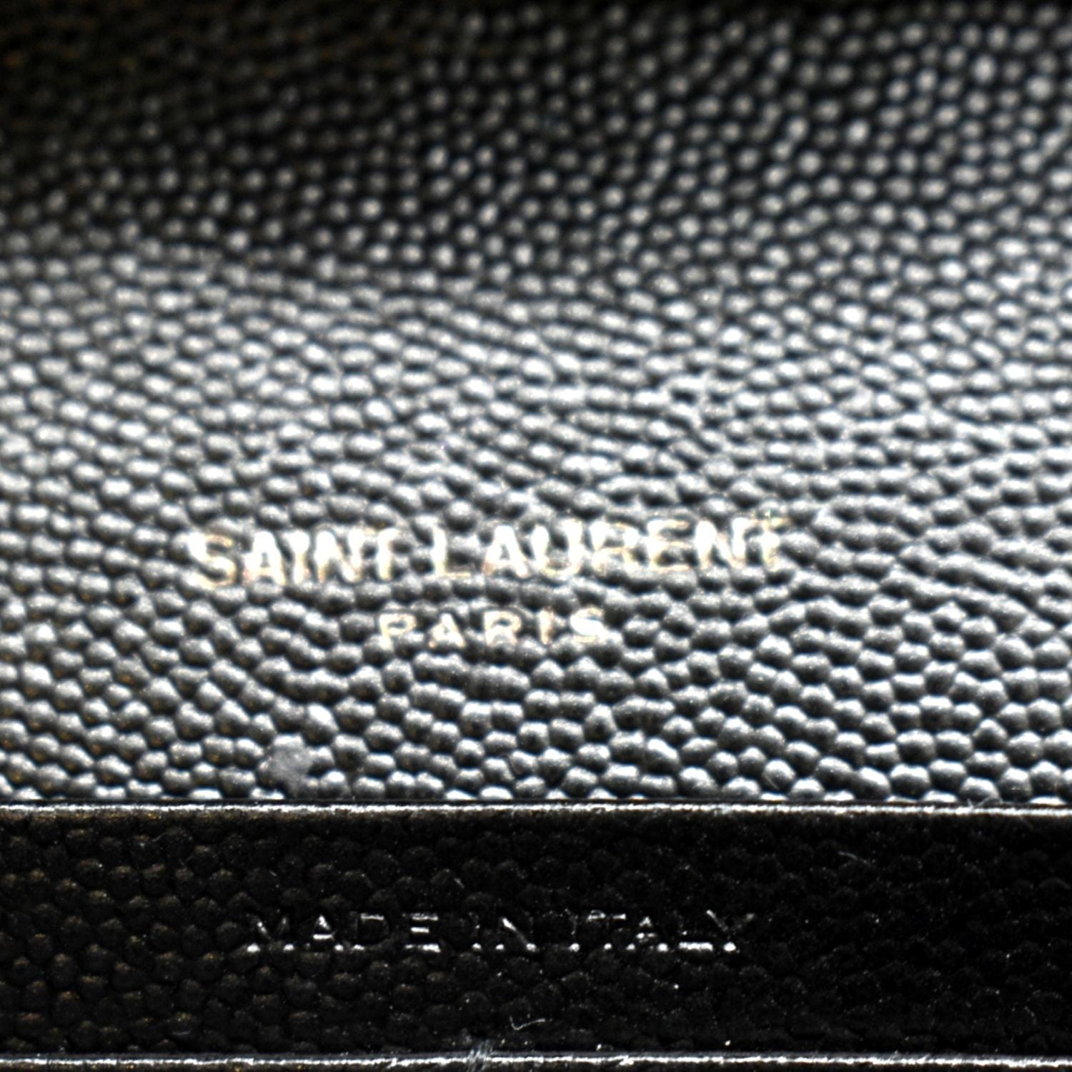SAINT LAURENT Grain De Poudre Monogram Cassandra Chain Wallet Black 1276147