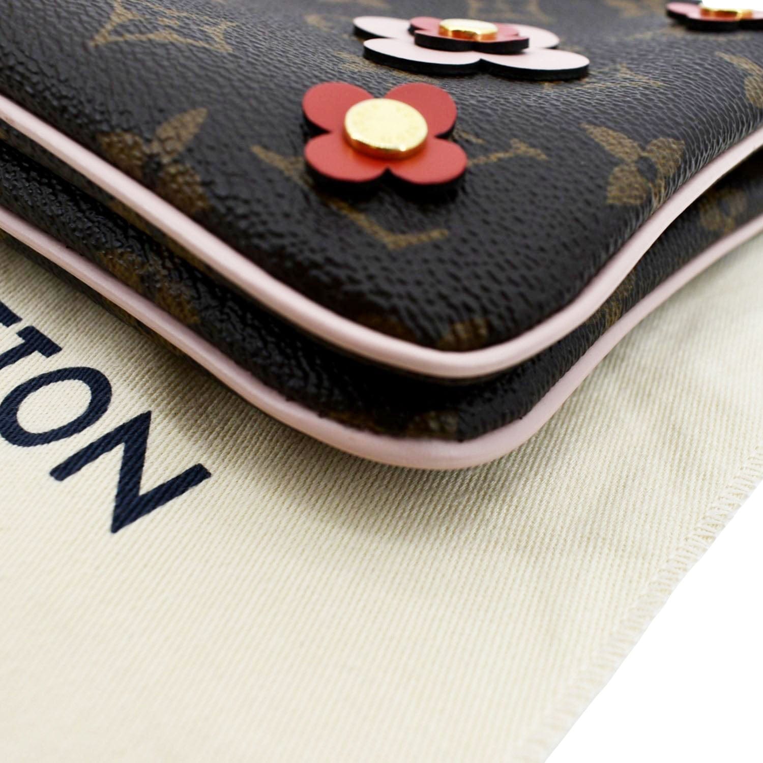 Louis Vuitton Pochette Double Zip Monogram Blooming Flowers Brown/Rose  Ballerine