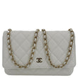 CHANEL Wallet On Chain Quilted Caviar Leather Crossbody Bag White