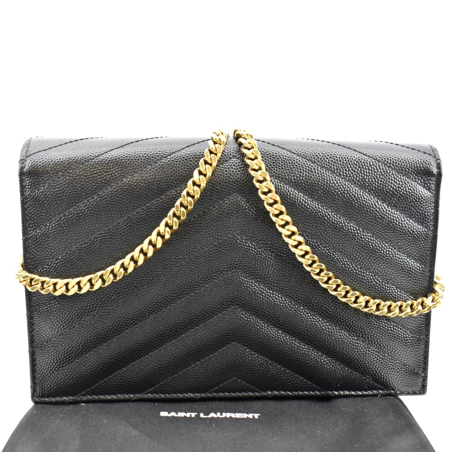 Yves Saint Laurent, Bags, Authentic Ysl Leather Long Wallet On Chain  Black