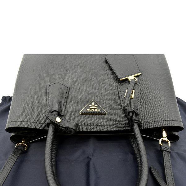 PRADA Double-Zip Saffiano Leather Shoulder Tote Bag Black