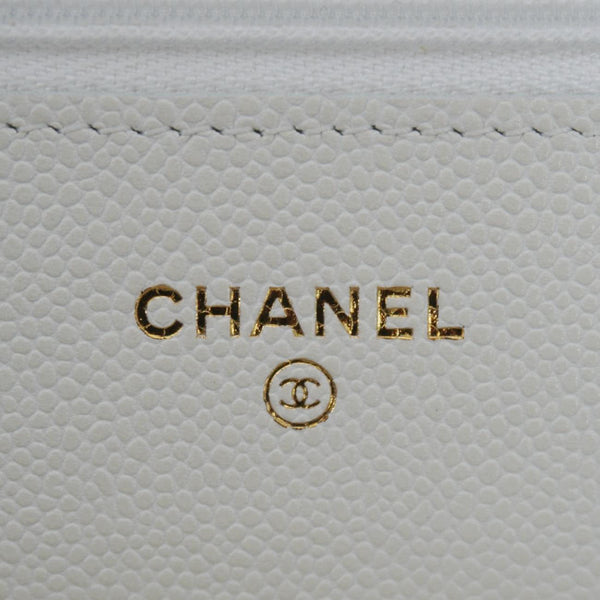 CHANEL Wallet On Chain Quilted Caviar Leather Crossbody Bag White