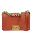 CHANEL Boy Flap Quilted Leather Shoulder Bag Red