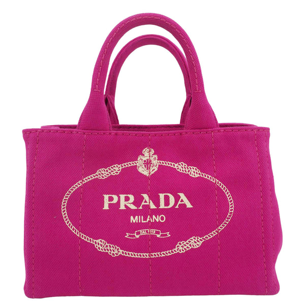 PRADA Canapa Small Logo-Print Canvas Tote Bag Pink