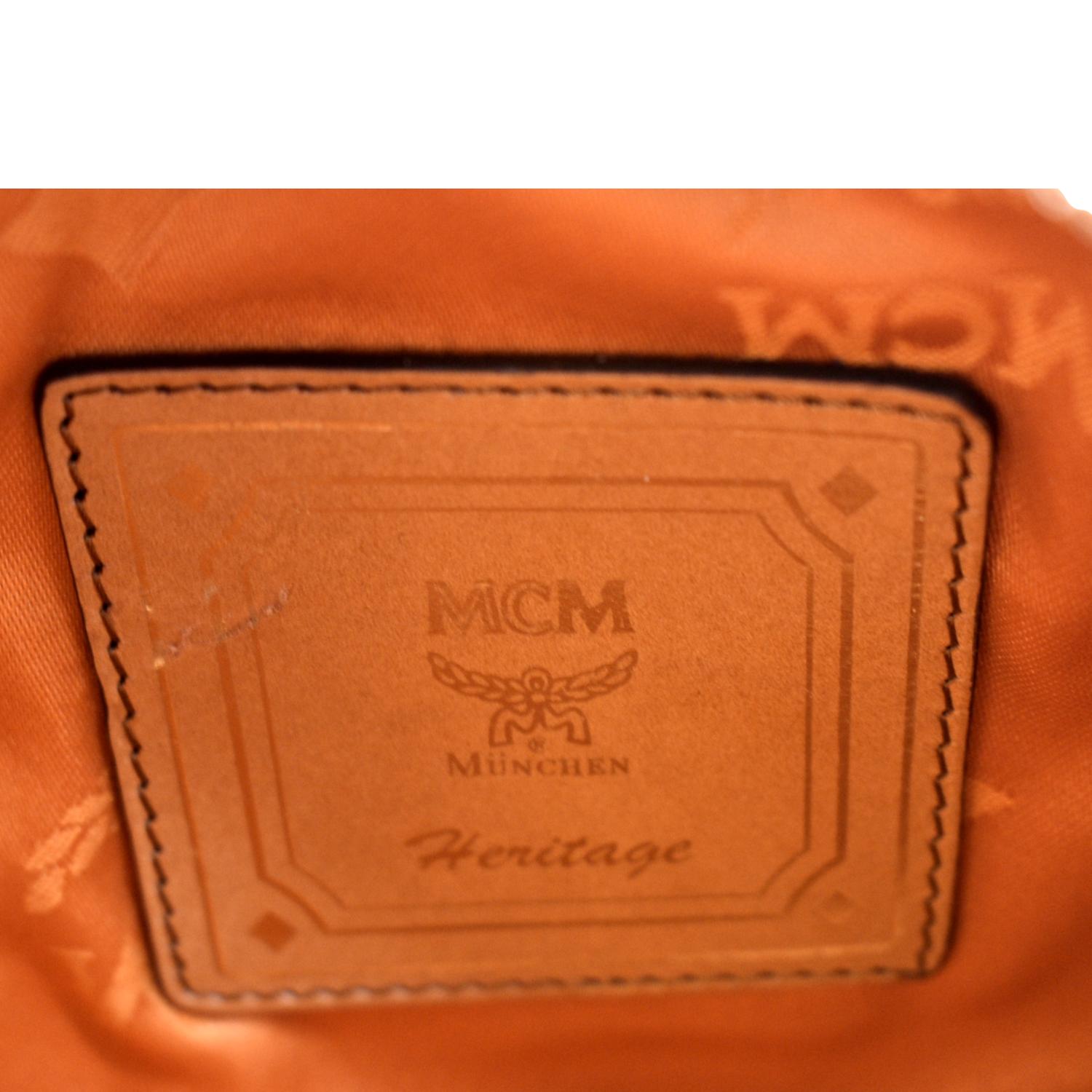 MCM Tambourine Monogram Visetos Canvas Crossbody Bag Cognac