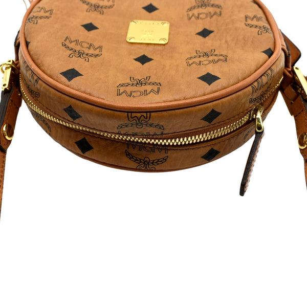 MCM Tambourine Monogram Visetos Canvas Crossbody Bag Cognac