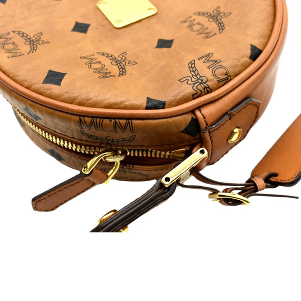 MCM Tambourine Monogram Visetos Canvas Crossbody Bag Cognac