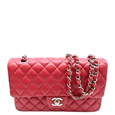 Chanel Classic Flap Vintage 90's Soft Chevron Fringe Pink Lambskin Leather Bag