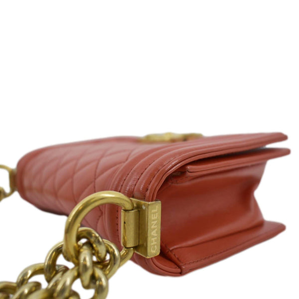 CHANEL Boy Flap Quilted Leather Shoulder Bag Red