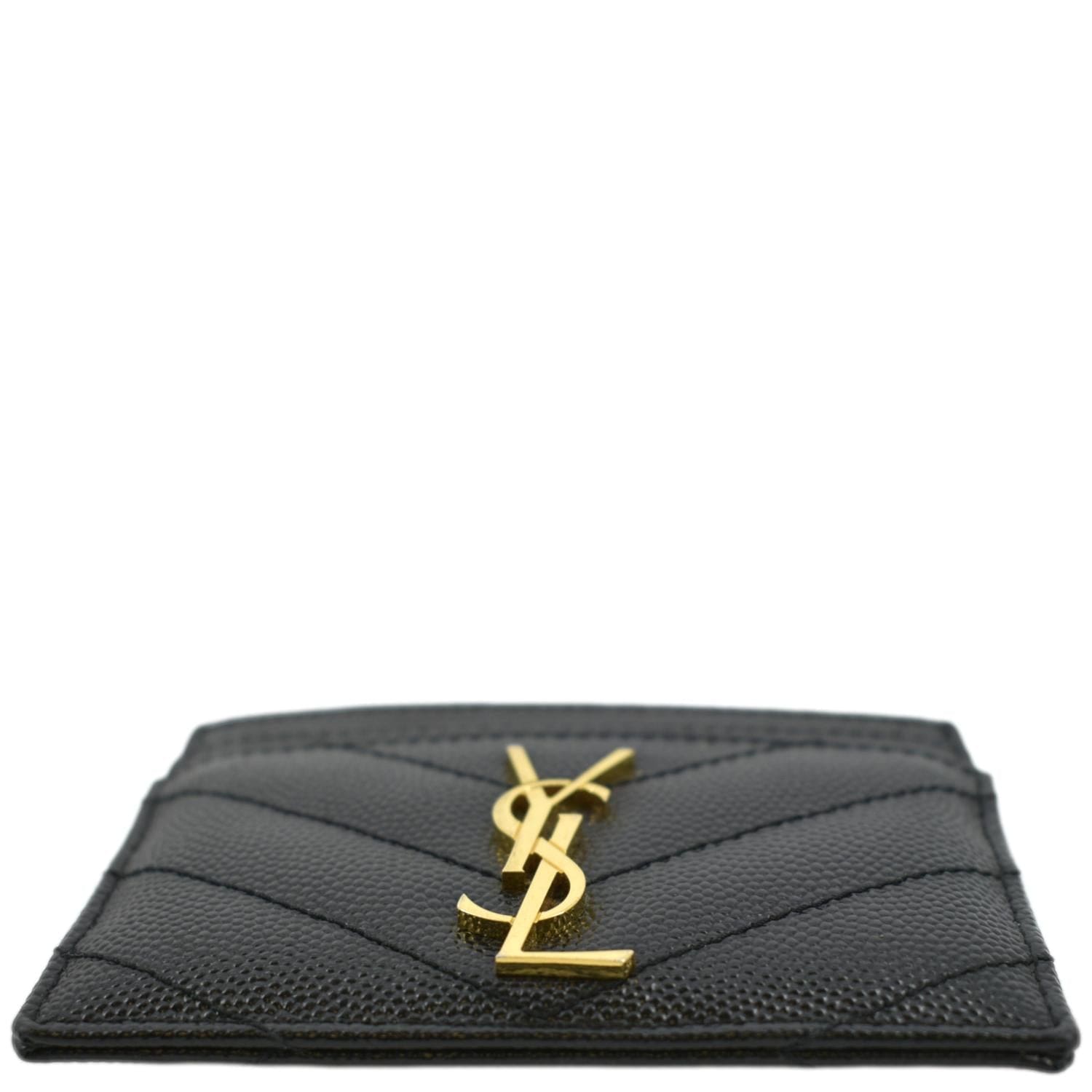 YVES SAINT LAURENT Cassandre Monogram Grain De Poudre Leather Card Hol