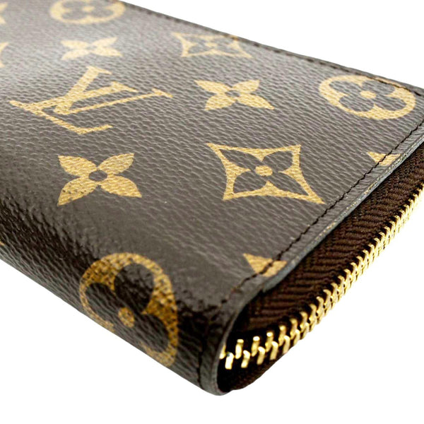 LOUIS VUITTON Clemence Monogram Canvas Zippy Wallet Brown