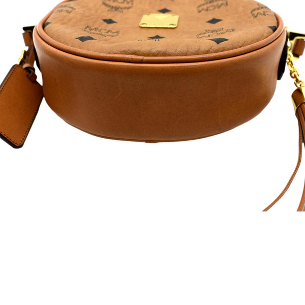 MCM Tambourine Monogram Visetos Canvas Crossbody Bag Cognac