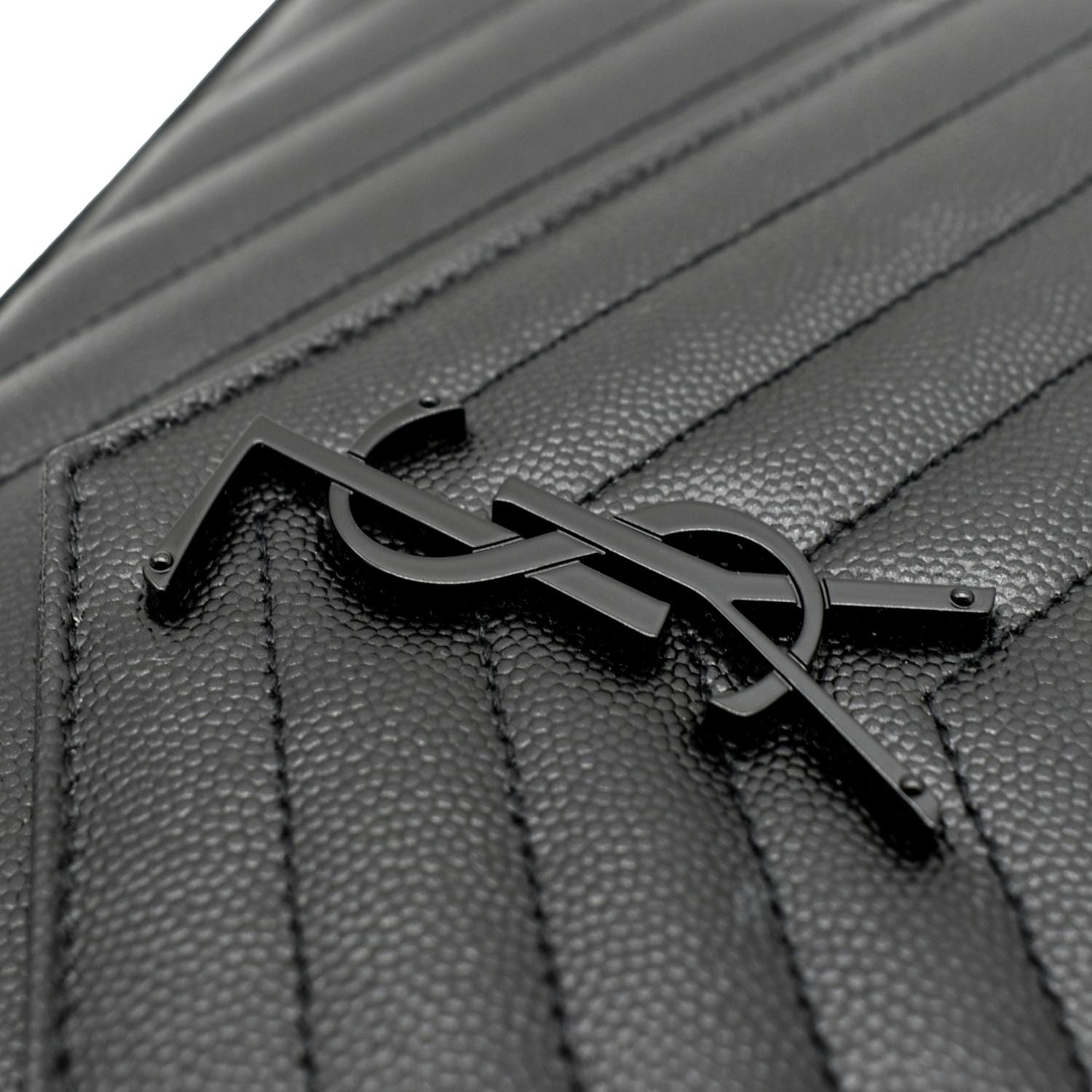 Saint Laurent Cassandra Chain Wallet Leather Mini Black