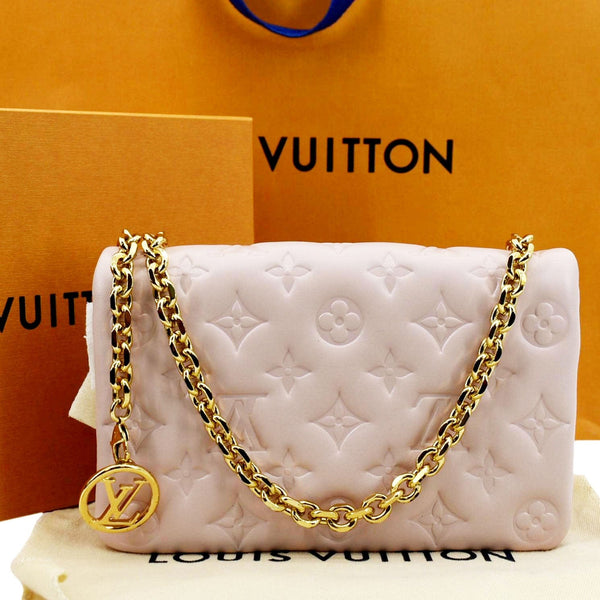 LOUIS VUITTON Coussin Monogram Embossed Pochette Crossbody Bag Rose Pink