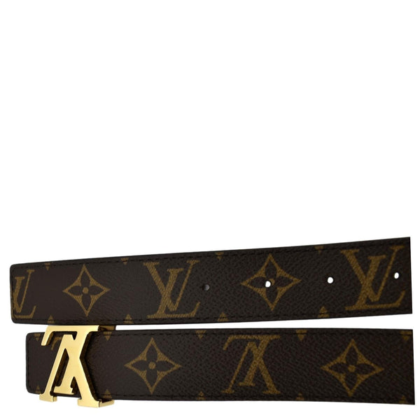 LOUIS VUITTON Monogram Canvas LV Initials Belt Brown Size 75/30