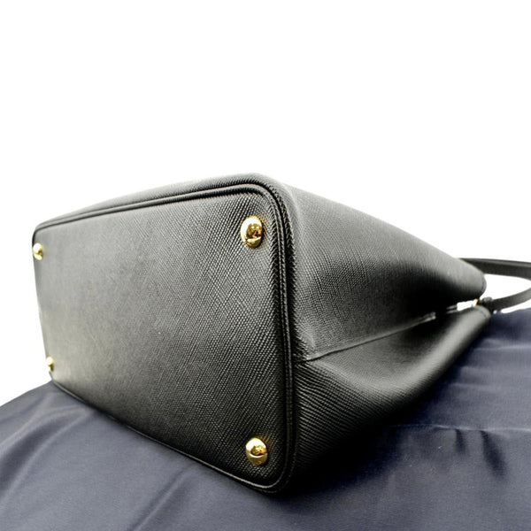 PRADA Double-Zip Saffiano Leather Shoulder Tote Bag Black