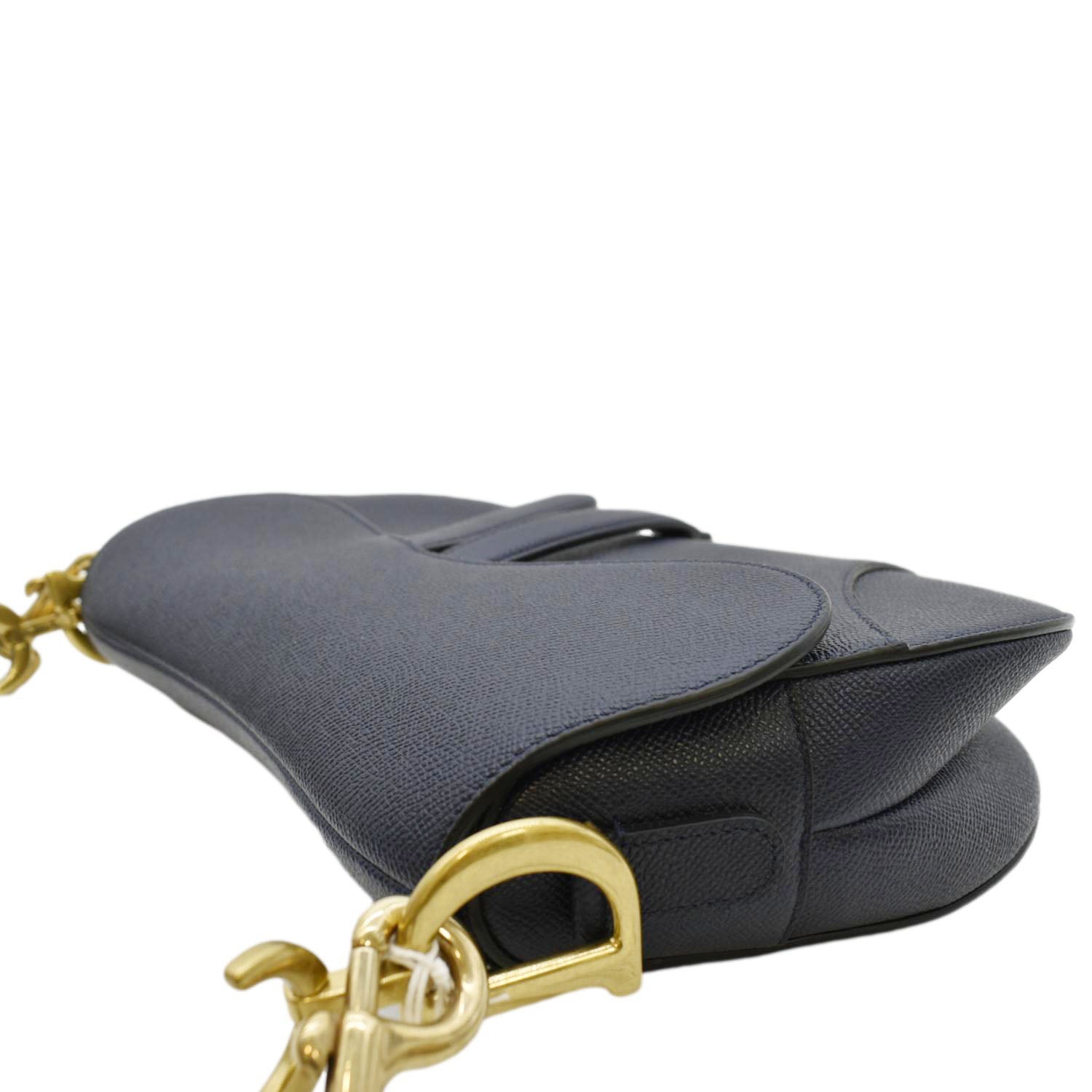 DIOR Saddle Calfskin Leather Satchel Navy Blue Bag