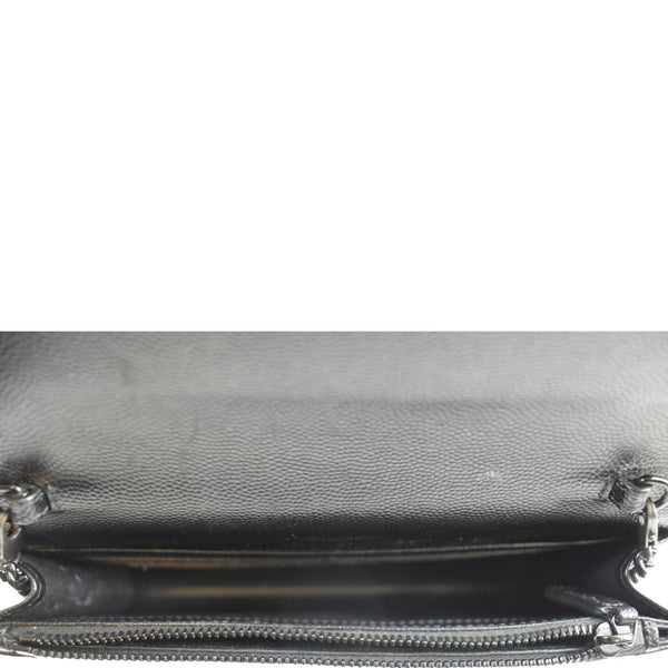 YVES SAINT LAURENT Envelope Chain Leather Crossbody Bag Black