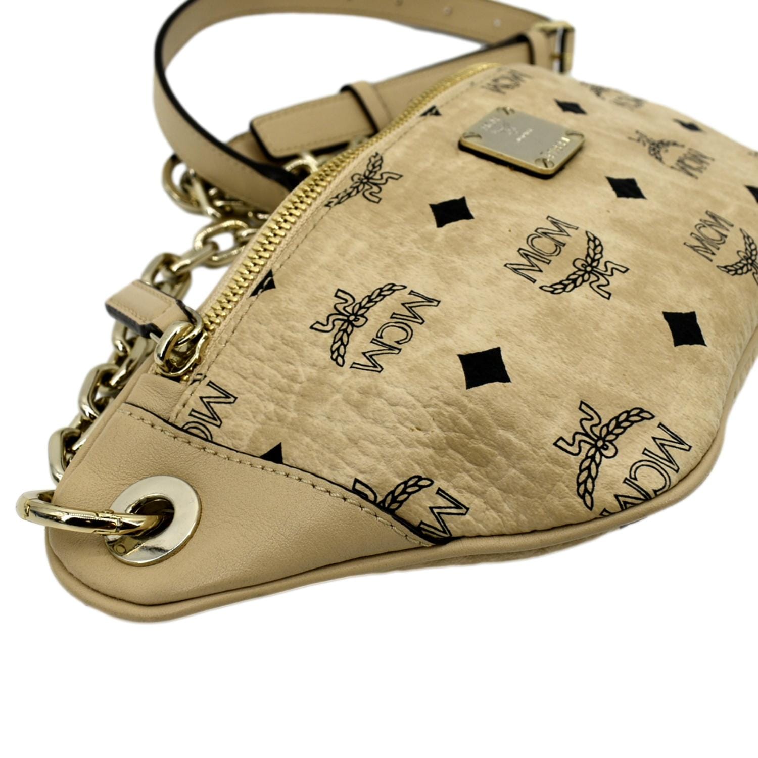 Mcm - Mini Signature Visetos Diamond Leather Crossbody Belt Handbag Purse Bag