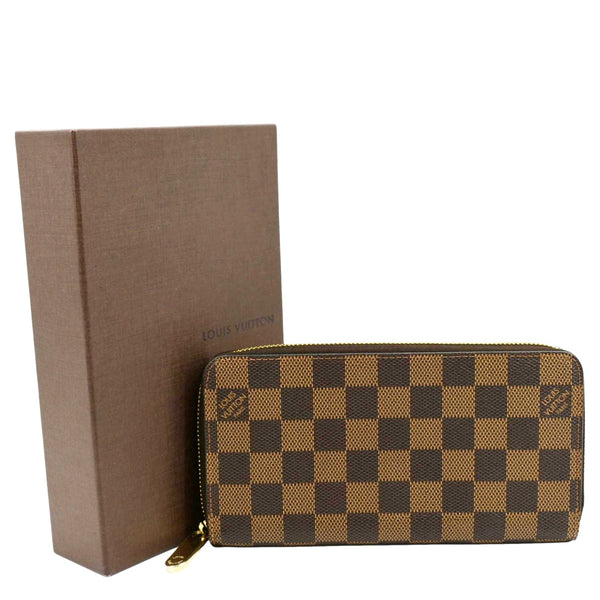 LOUIS VUITTON Clemence Damier Ebene Zippy Wallet Brown