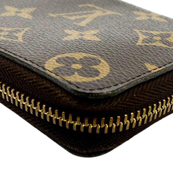 LOUIS VUITTON Clemence Monogram Canvas Zippy Wallet Brown