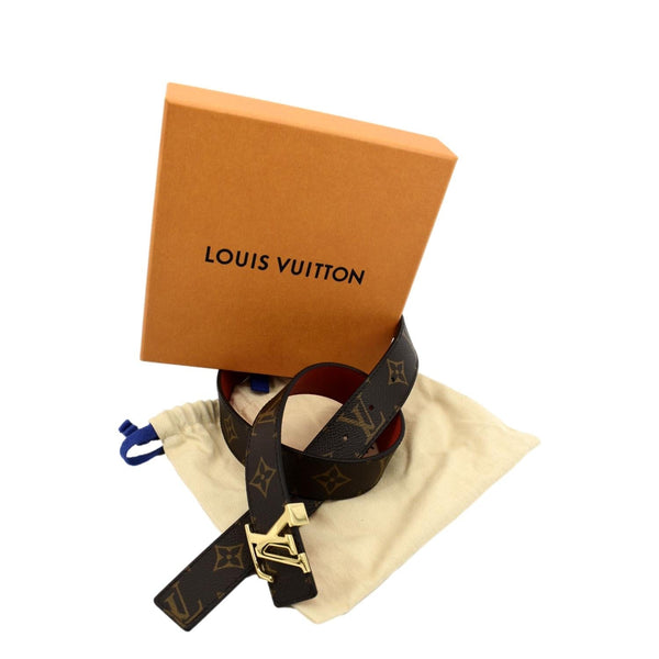 LOUIS VUITTON Monogram Canvas LV Initials Belt Brown Size 75/30