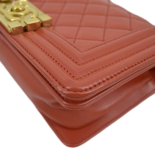 CHANEL Boy Flap Quilted Leather Shoulder Bag Red