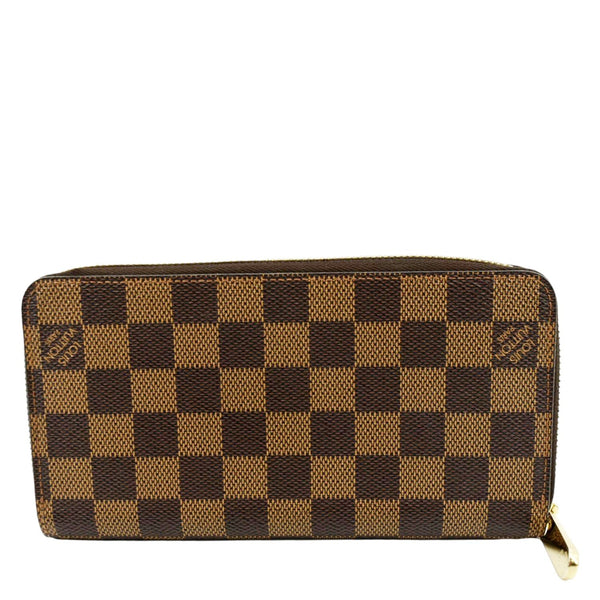 LOUIS VUITTON Clemence Damier Ebene Zippy Wallet Brown