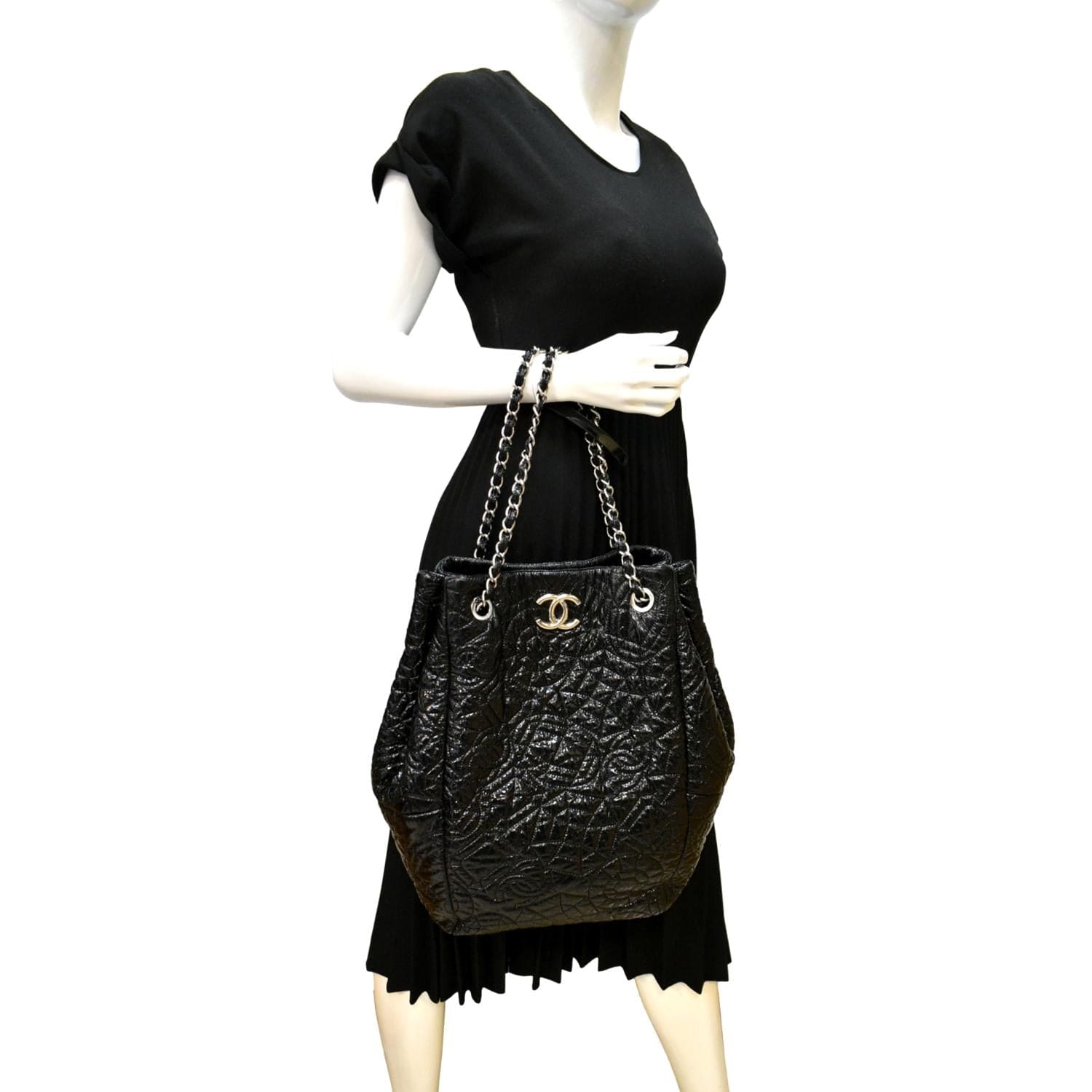 Chanel Chain Shoulder Bag Clear Black Vinyl Leather 11060988 171140
