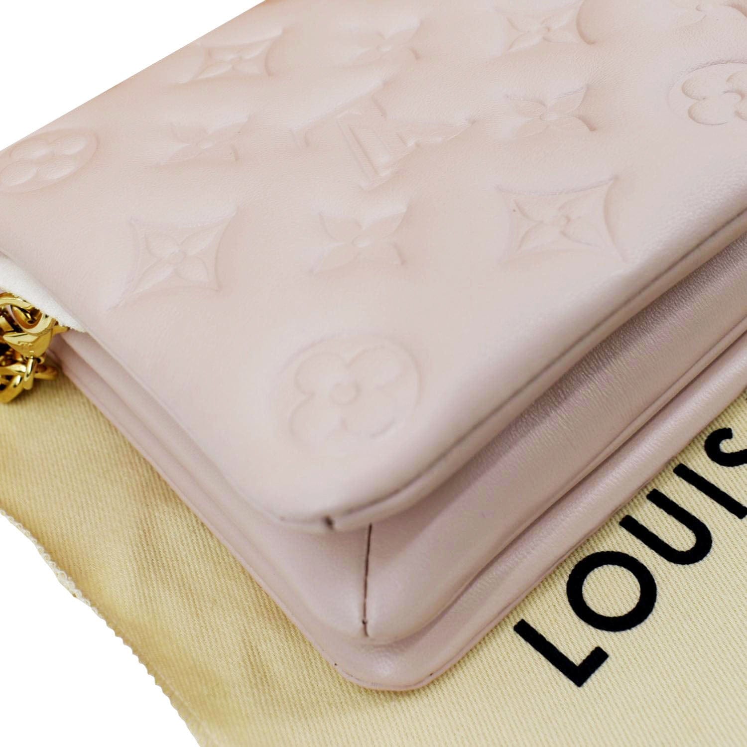 Louis Vuitton Pochette Coussin, Light Pink Monogram Embossed