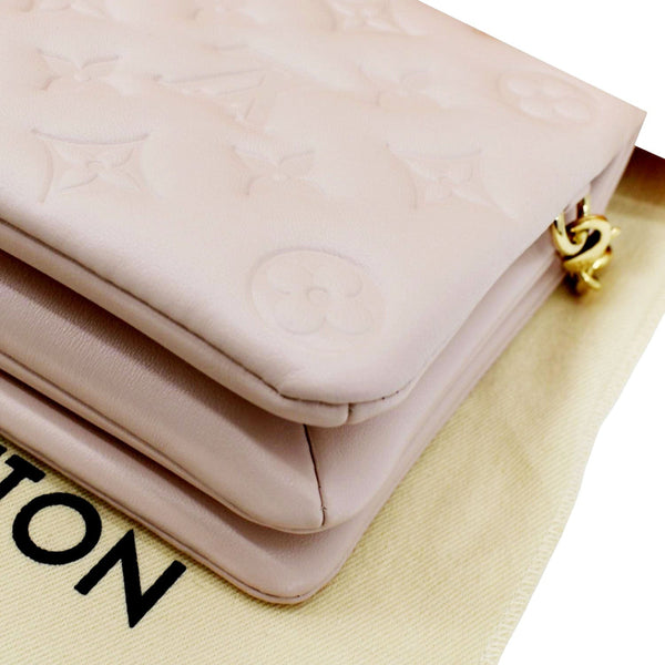 LOUIS VUITTON Coussin Monogram Embossed Pochette Crossbody Bag Rose Pink