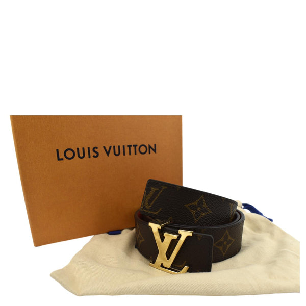 LOUIS VUITTON Monogram Canvas LV Initials Belt Brown Size 75/30