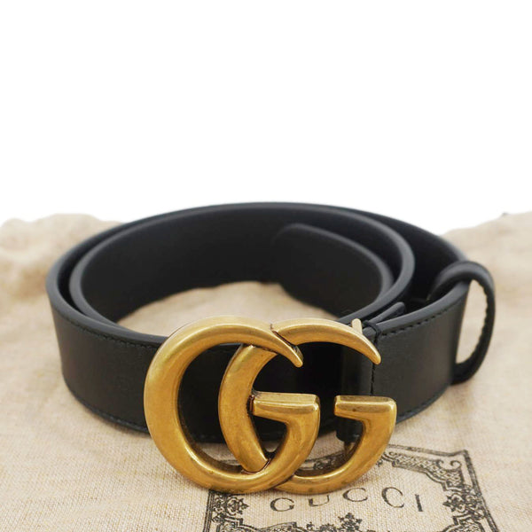 GUCCI GG Buckle Leather Belt Black 414516 Size 70/28