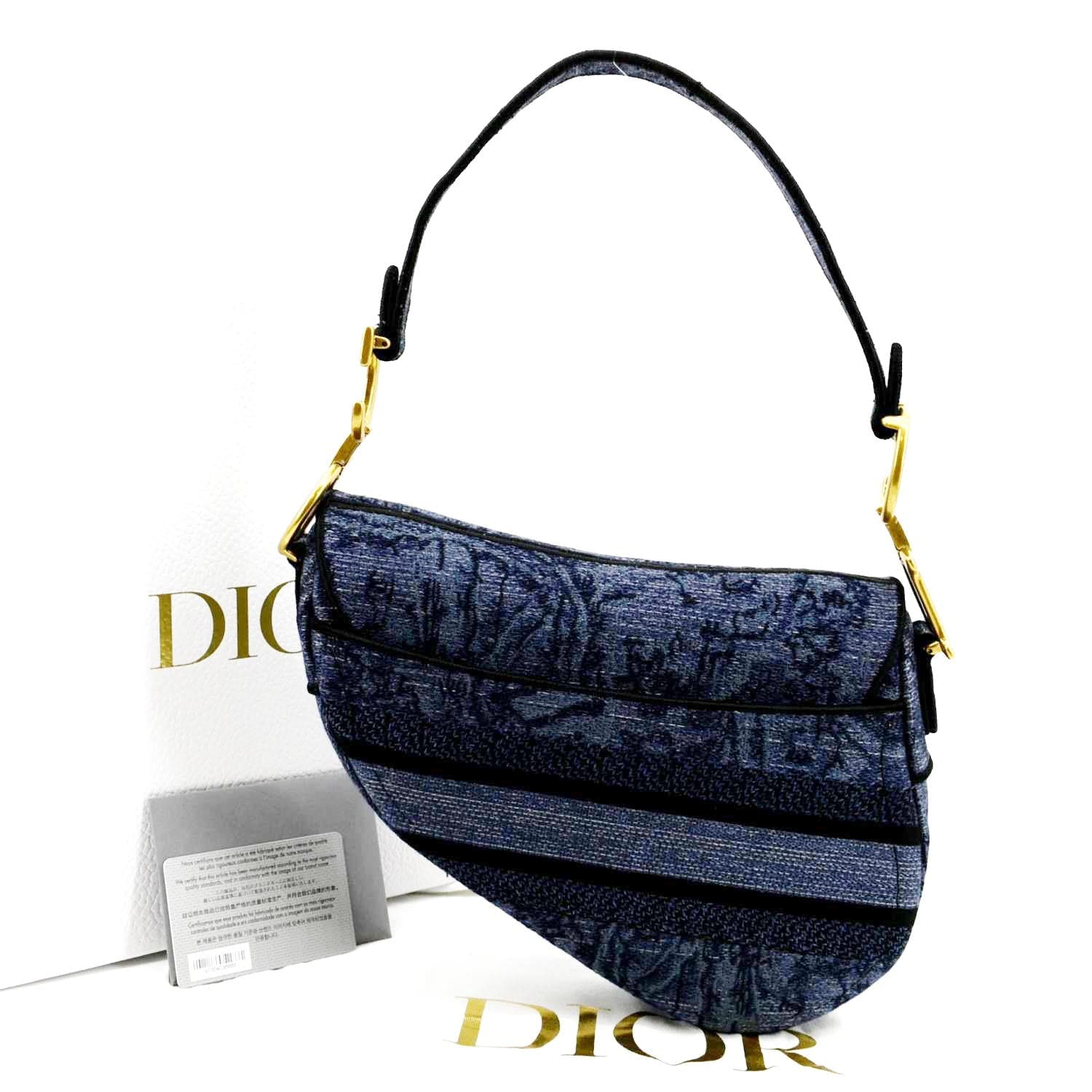 Vintage Christian Dior Blue Camouflage Saddle Bag