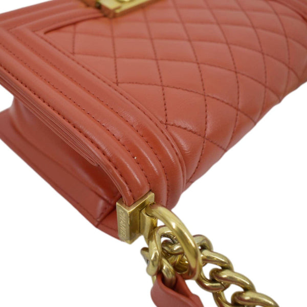 CHANEL Boy Flap Quilted Leather Shoulder Bag Red