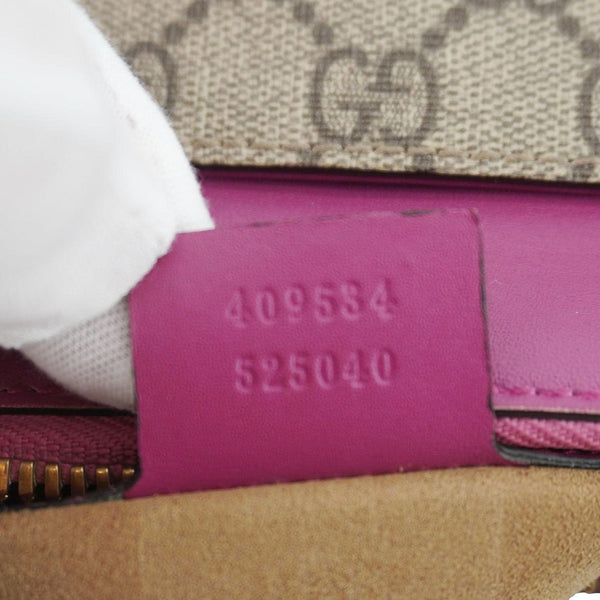 GUCCI GG Small Supreme Canvas Top Zip Crossbody Bag Pink 409534