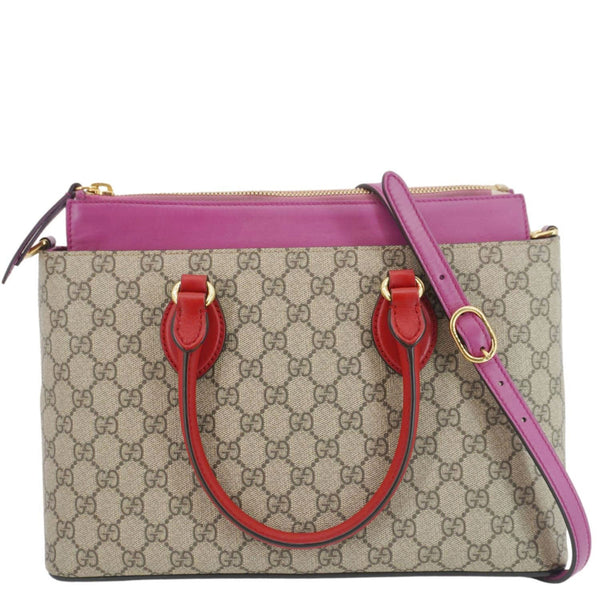 GUCCI GG Small Supreme Canvas Top Zip Crossbody Bag Pink 409534