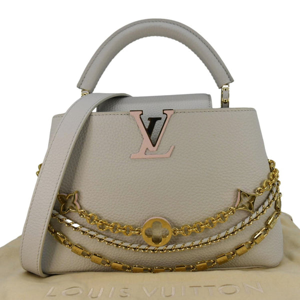 LOUIS VUITTON Capucines BB Taurillon Leather Shoulder Bag Silver