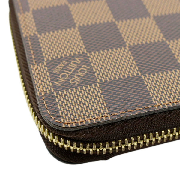 LOUIS VUITTON Clemence Damier Ebene Zippy Wallet Brown