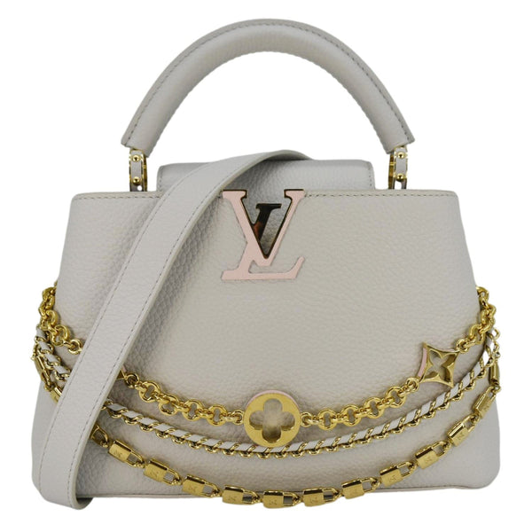 LOUIS VUITTON Capucines BB Taurillon Leather Shoulder Bag Silver