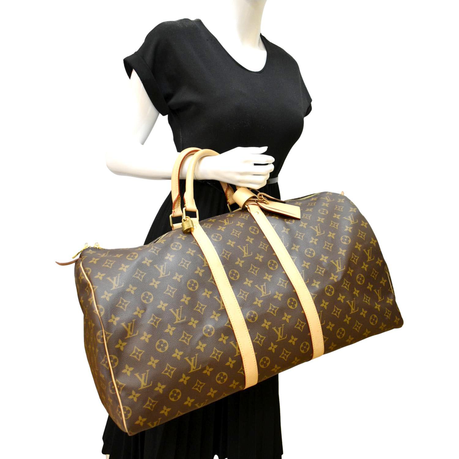 Louis Vuitton Keepall 55 Duffle Bag Brown Monogram Coated Canvas