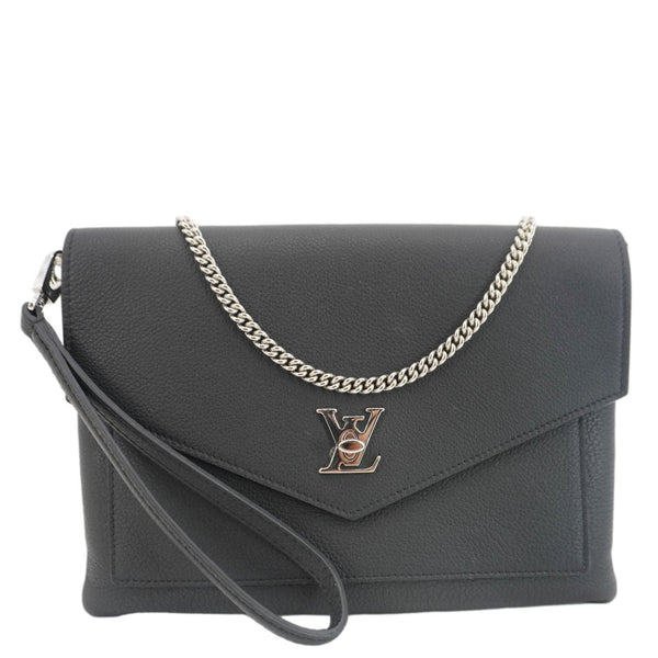 LOUIS VUITTON Mylockme Leather Chain Crossbody Bag Black