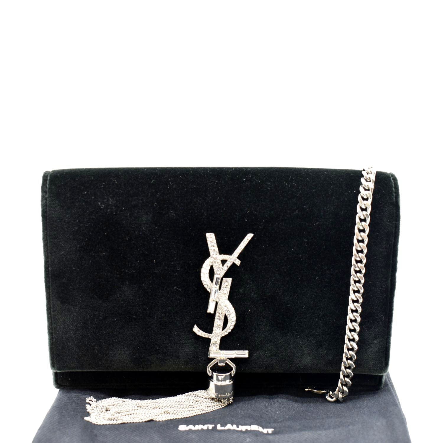 Yves Saint Laurent Kate Medium Tassel Velvet Crossbody Bag Black